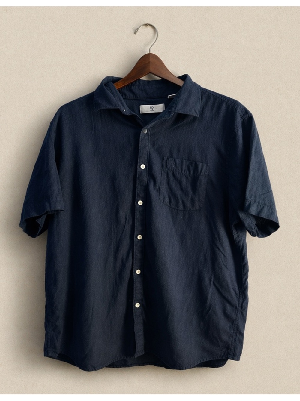 Original Penguin Navy Short-Sleeve Button-Down Shirt | Large